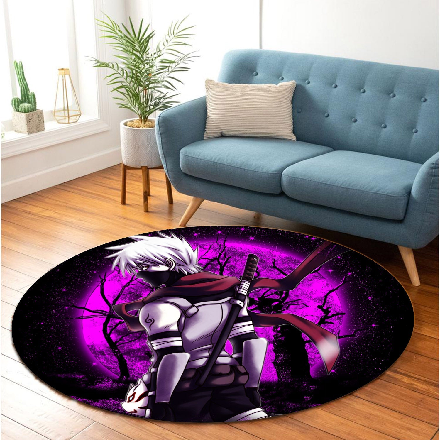 Kakashi Anbu Moonlight Round Carpet Rug Bedroom Livingroom Home Decor Nearkii