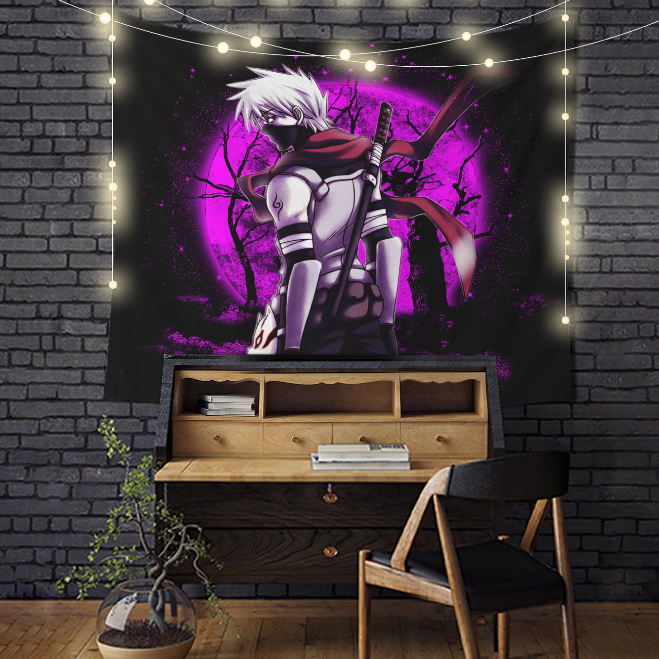 Kakashi Anbu Naruto Moonlight Tapestry Room Decor Nearkii