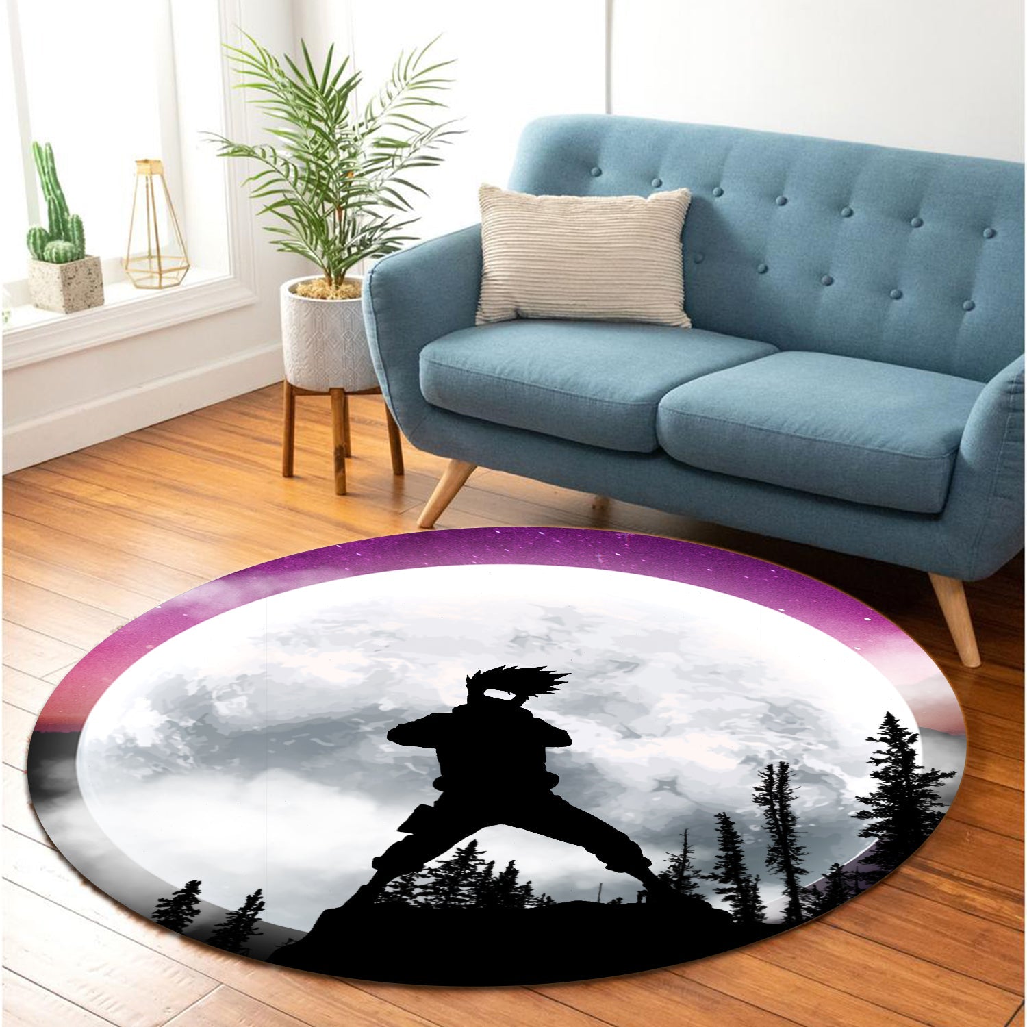 Kakashi Moon Night Round Carpet Rug Bedroom Livingroom Home Decor Nearkii