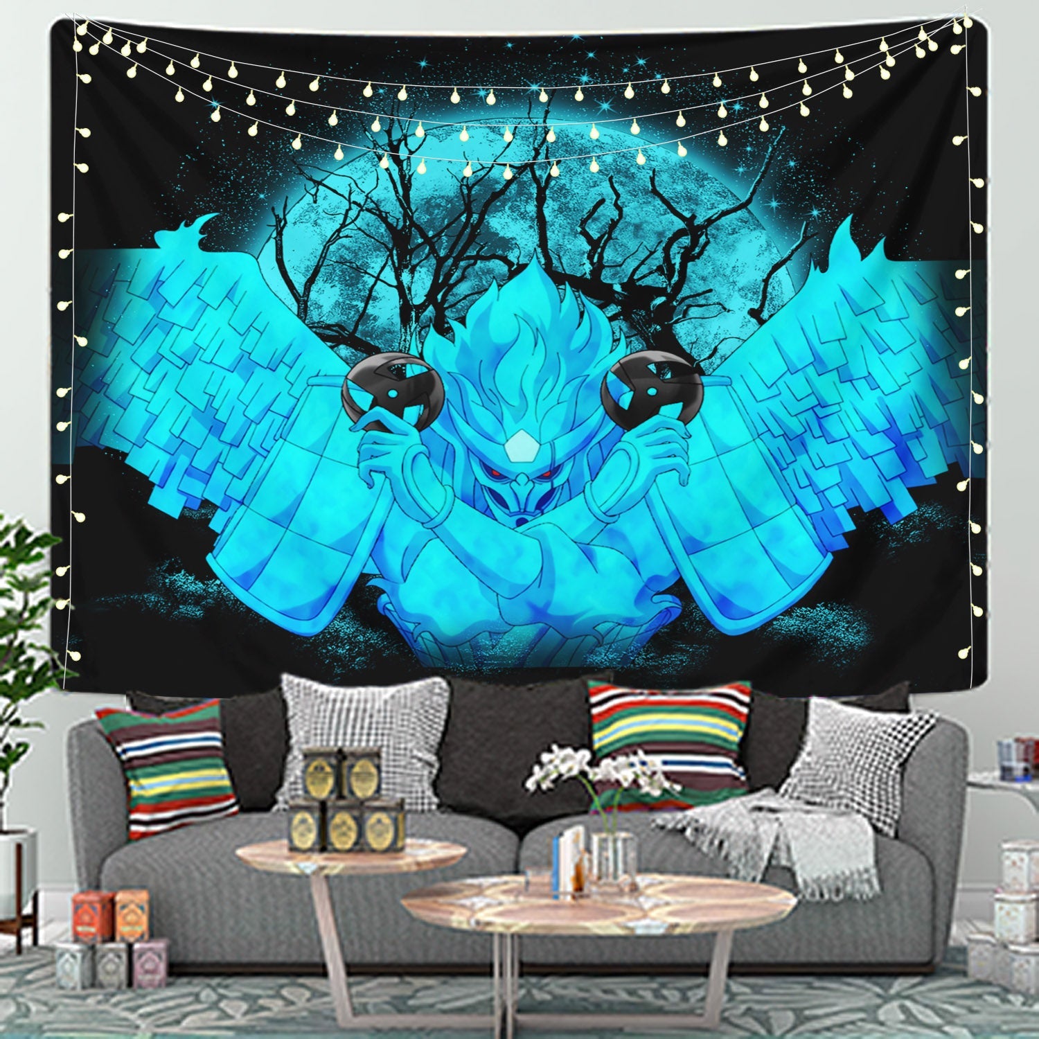 Kakashi Perfect Susano Naruto Moonlight Tapestry Room Decor Nearkii