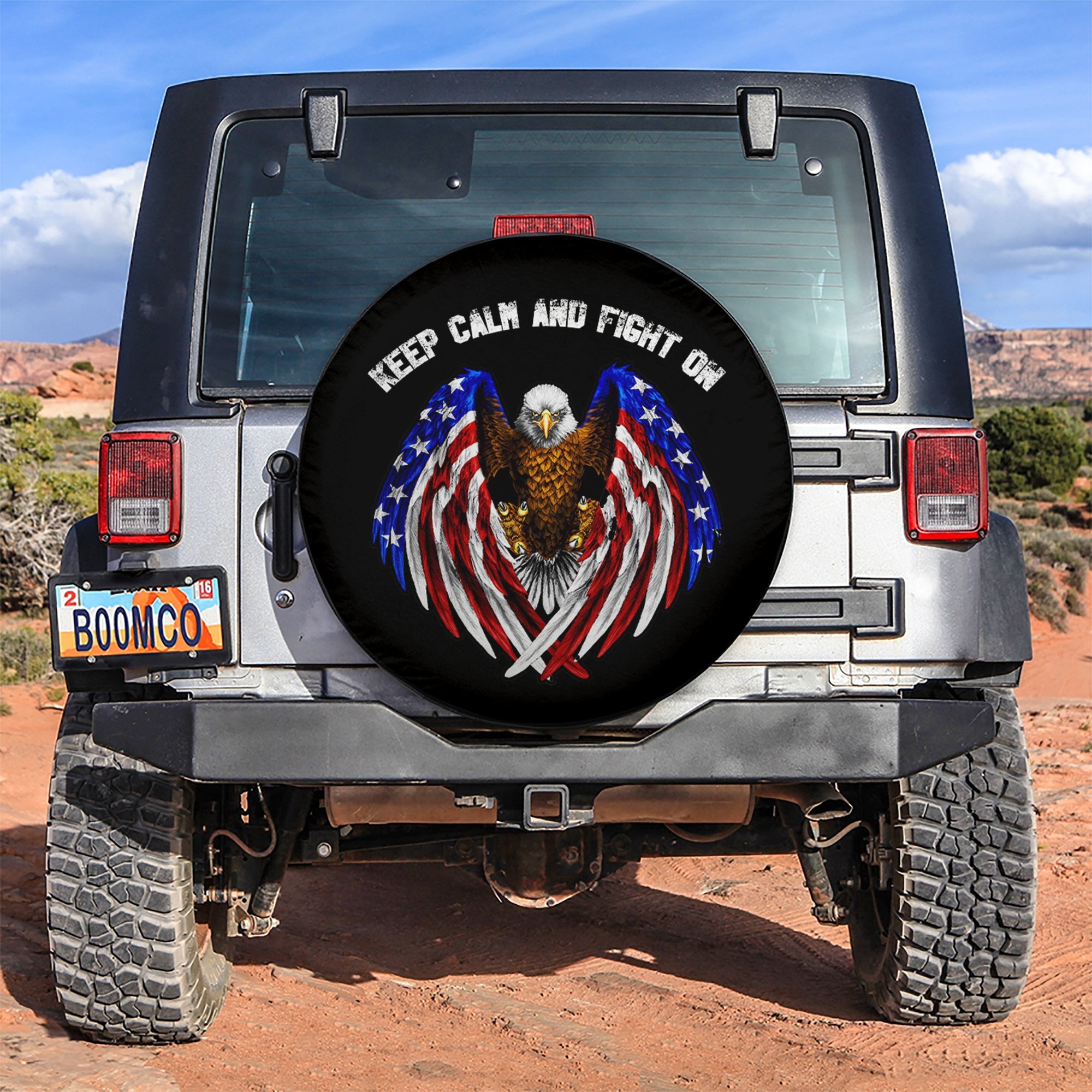 Keep Calm And Fight On Jeep Car Spare Tire Cover Gift For Campers Nearkii