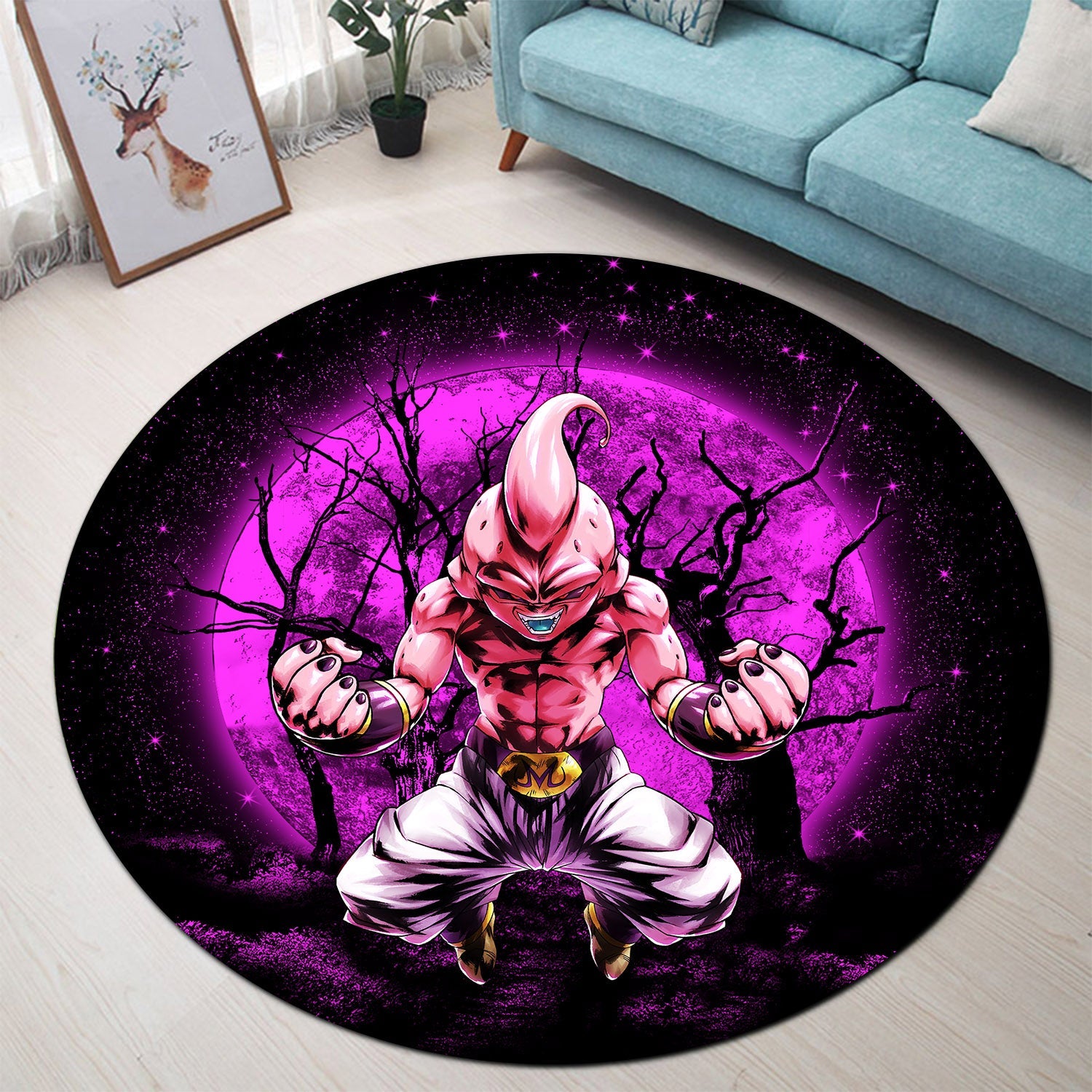 Kid Buu Dragon Ball Moonlight Round Carpet Rug Bedroom Livingroom Home Decor Nearkii