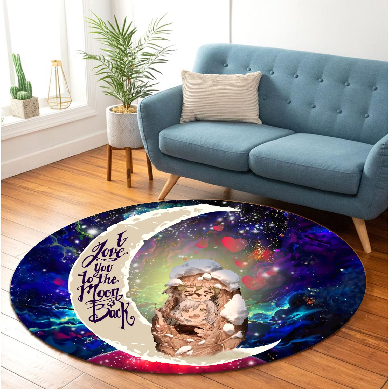 Daki Gyutaro Love You To The Moon Galaxy Round Carpet Rug Bedroom Livingroom Home Decor Nearkii