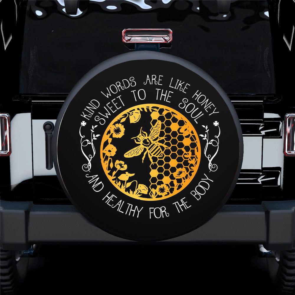 Kind Words Are Like Honey (Bee) Spare Tire Covers Gift For Campers Nearkii