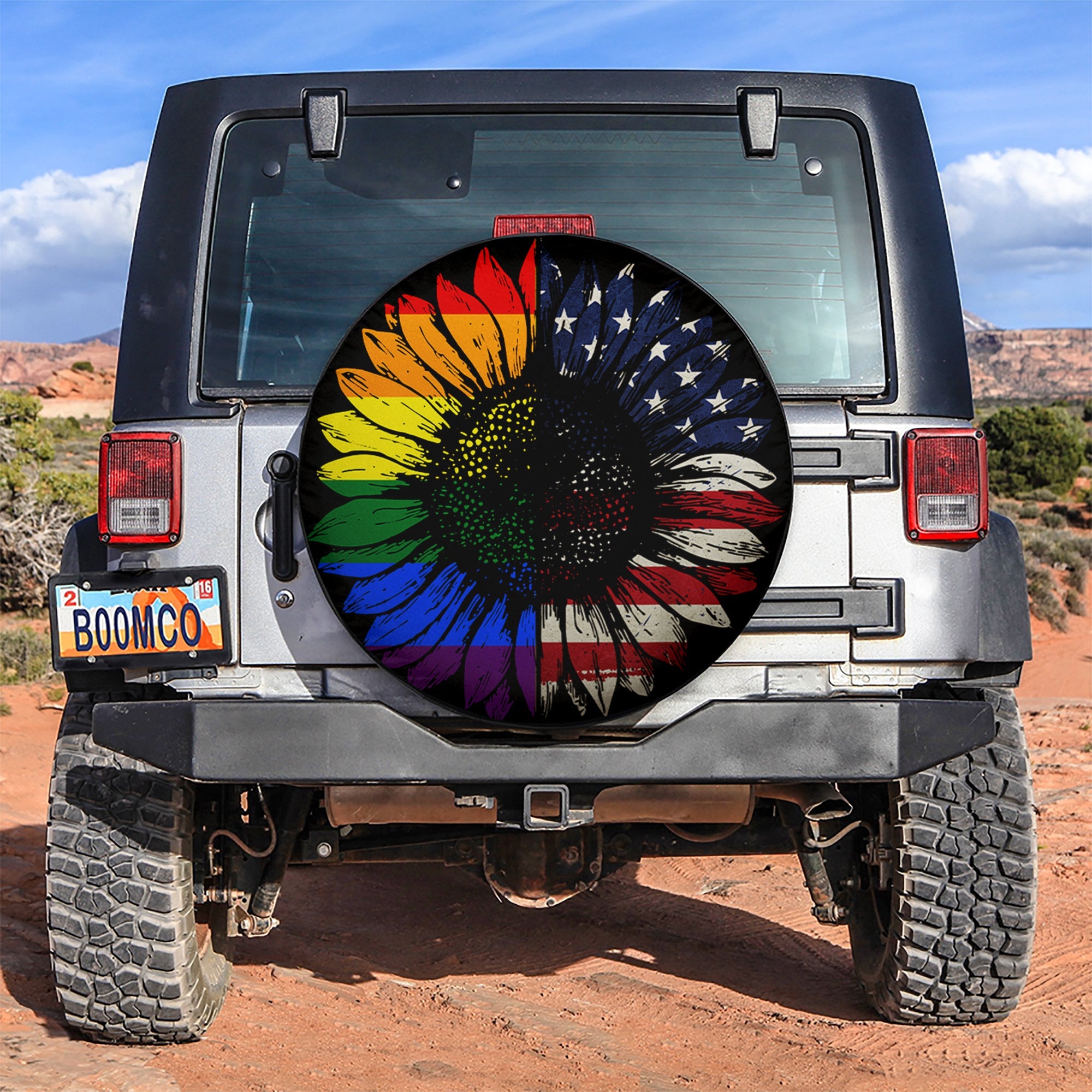 LGBT USA America Sunflower Jeep Car Spare Tire Cover Gift For Campers Nearkii