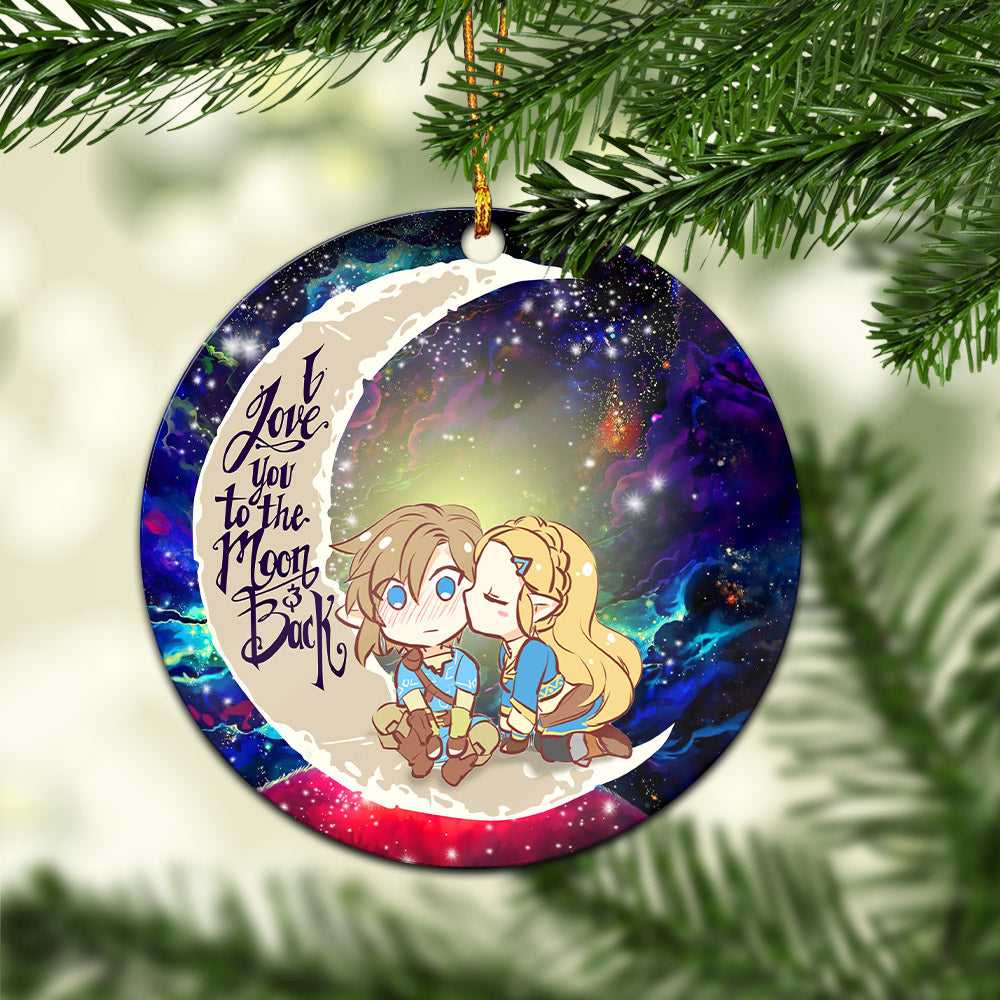 Legend Of Zelda Couple Chibi Couple Love You To The Moon Galaxy Mica Circle Ornament Perfect Gift For Holiday Nearkii