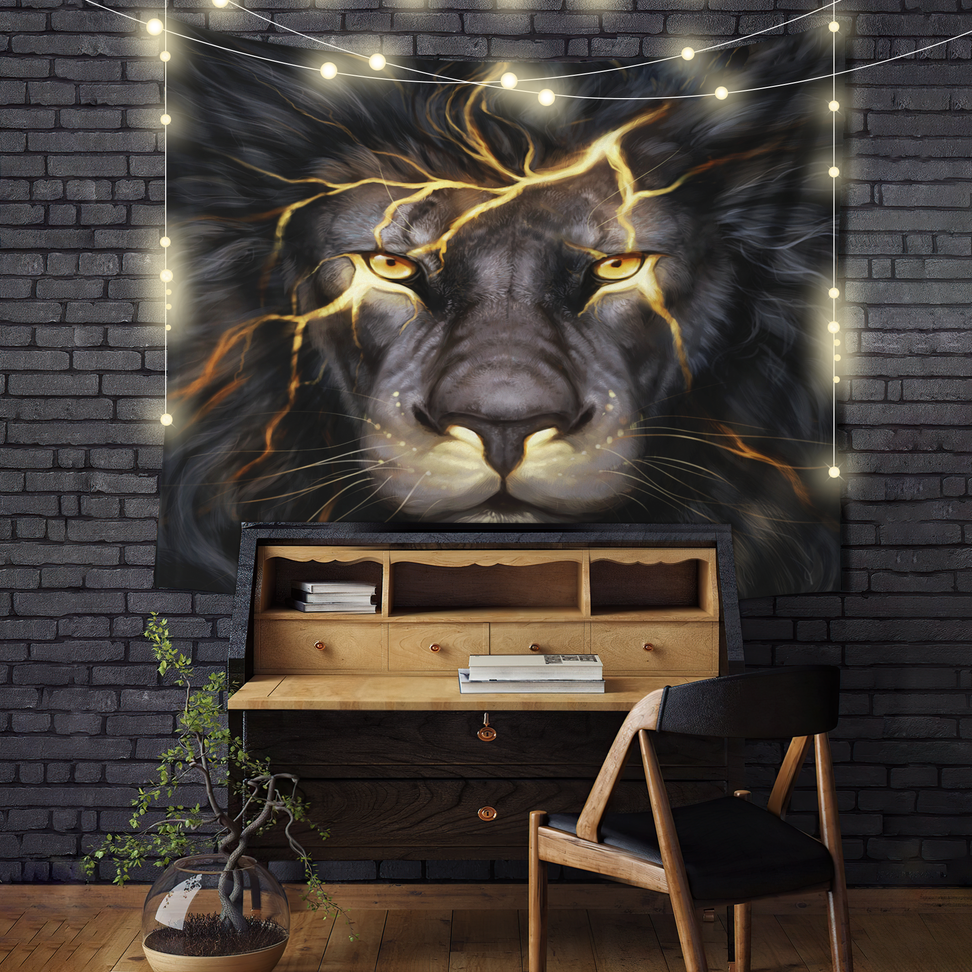 Lion Thunder Tapestry Room Decor Nearkii