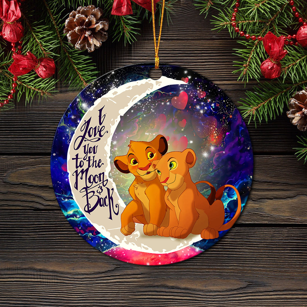 Lion King Simba Nala Love You To The Moon Galaxy Mica Circle Ornament Perfect Gift For Holiday Nearkii