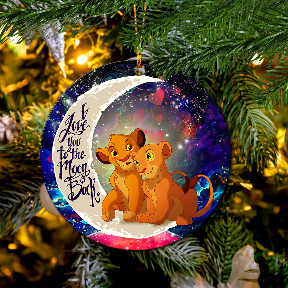 Lion King Simba Nala Love You To The Moon Galaxy Mica Circle Ornament Perfect Gift For Holiday Nearkii