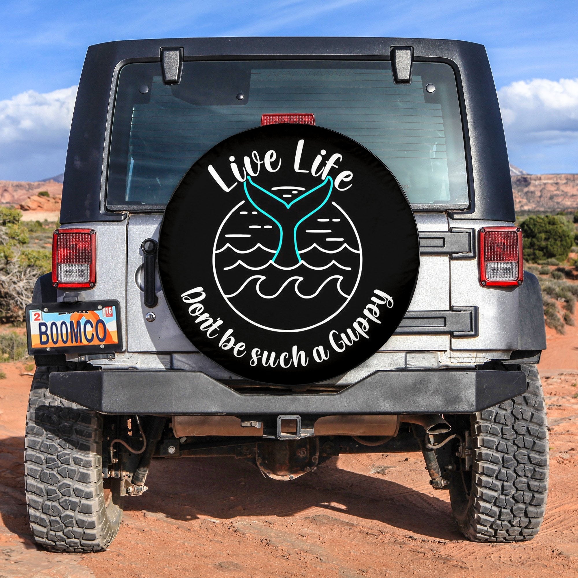 Live Life Don't be a Guppy Mermaid Tail Spare Tire Covers Gift For Campers Nearkii