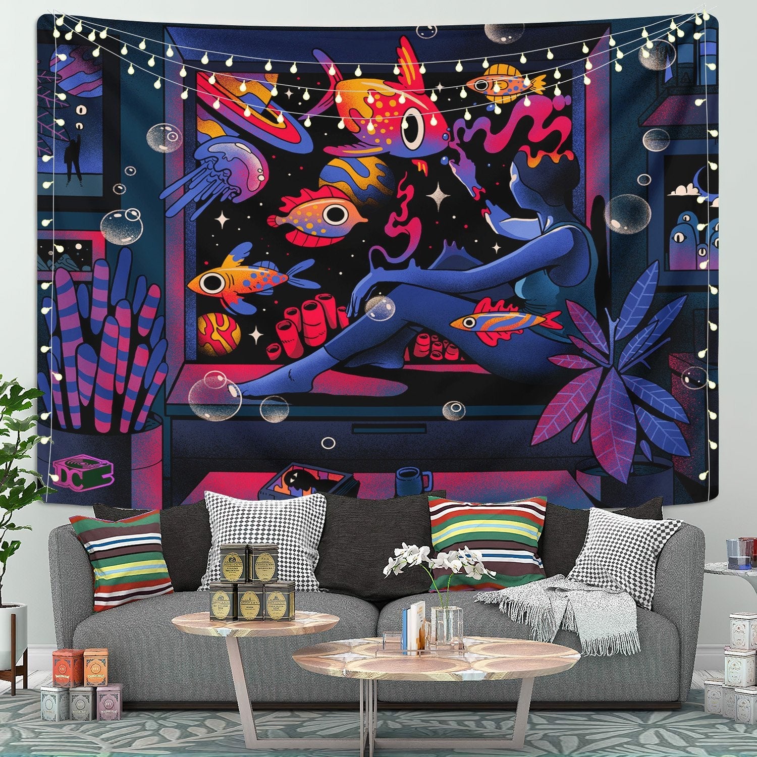 Lofi Sad Anime Tapestry Room Decor Nearkii