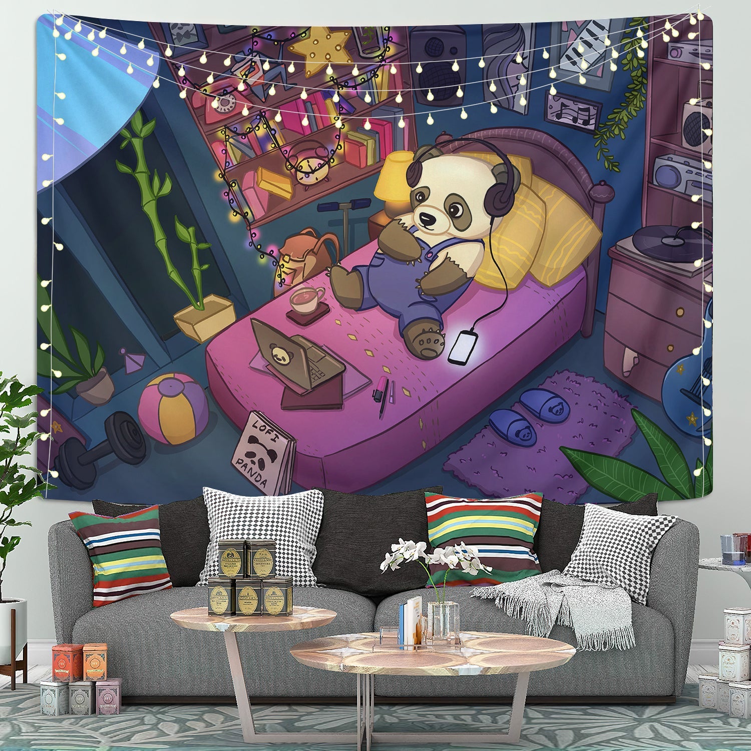 Lofi Panda Chill Tapestry Room Decor Nearkii