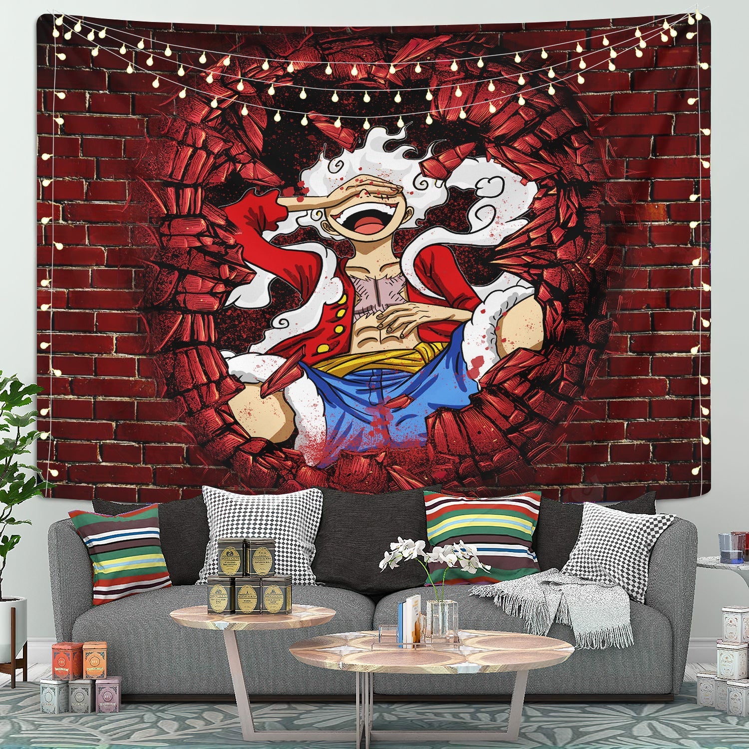 Luffy Gear 5 Break Wall Style Tapestry Room Decor Nearkii