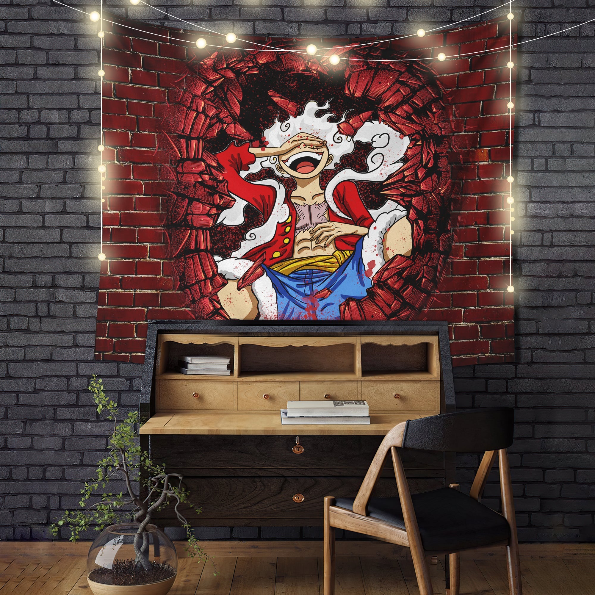 Luffy Gear 5 Break Wall Style Tapestry Room Decor Nearkii