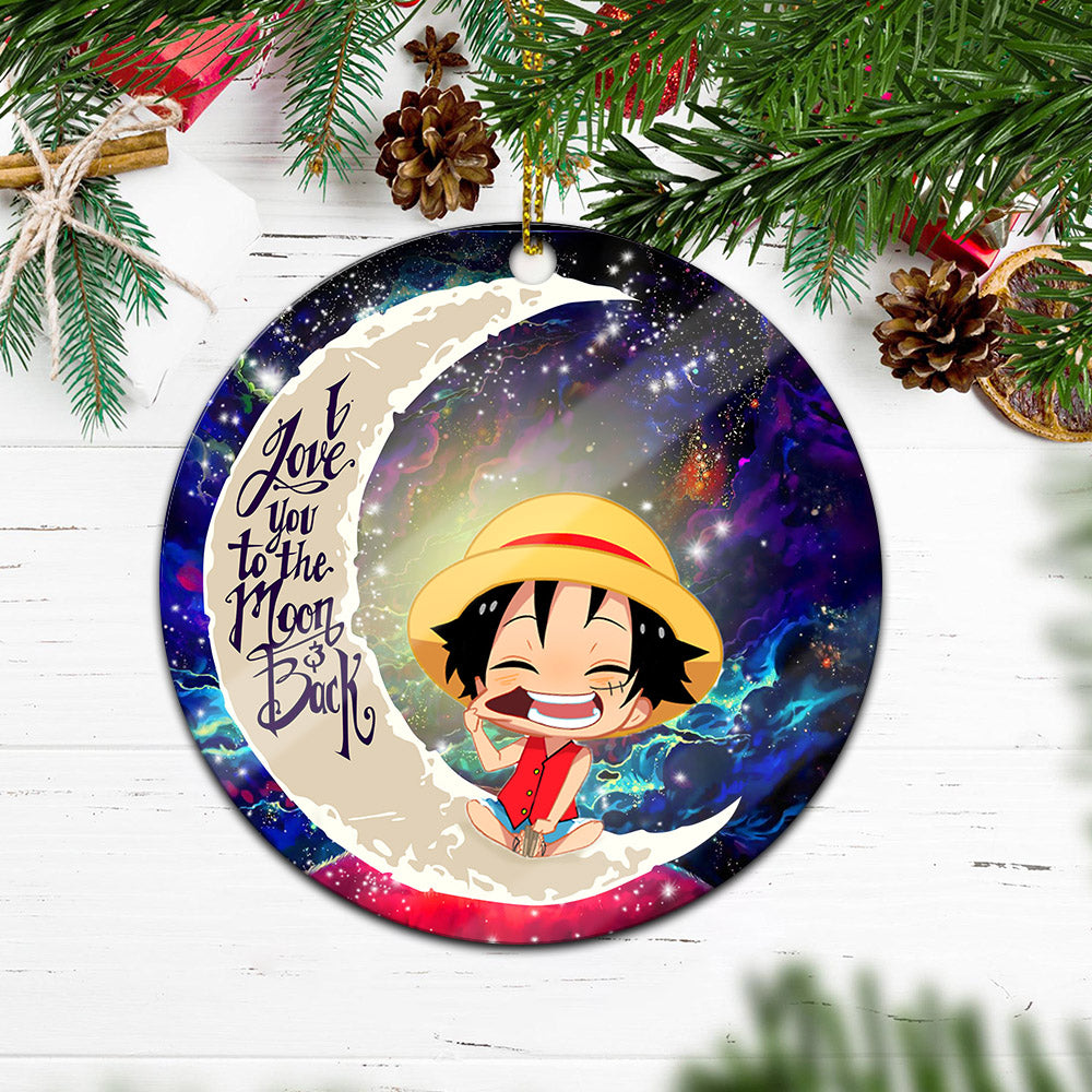 Luffy One Piece Love You To The Moon Galaxy Mica Circle Ornament Perfect Gift For Holiday Nearkii