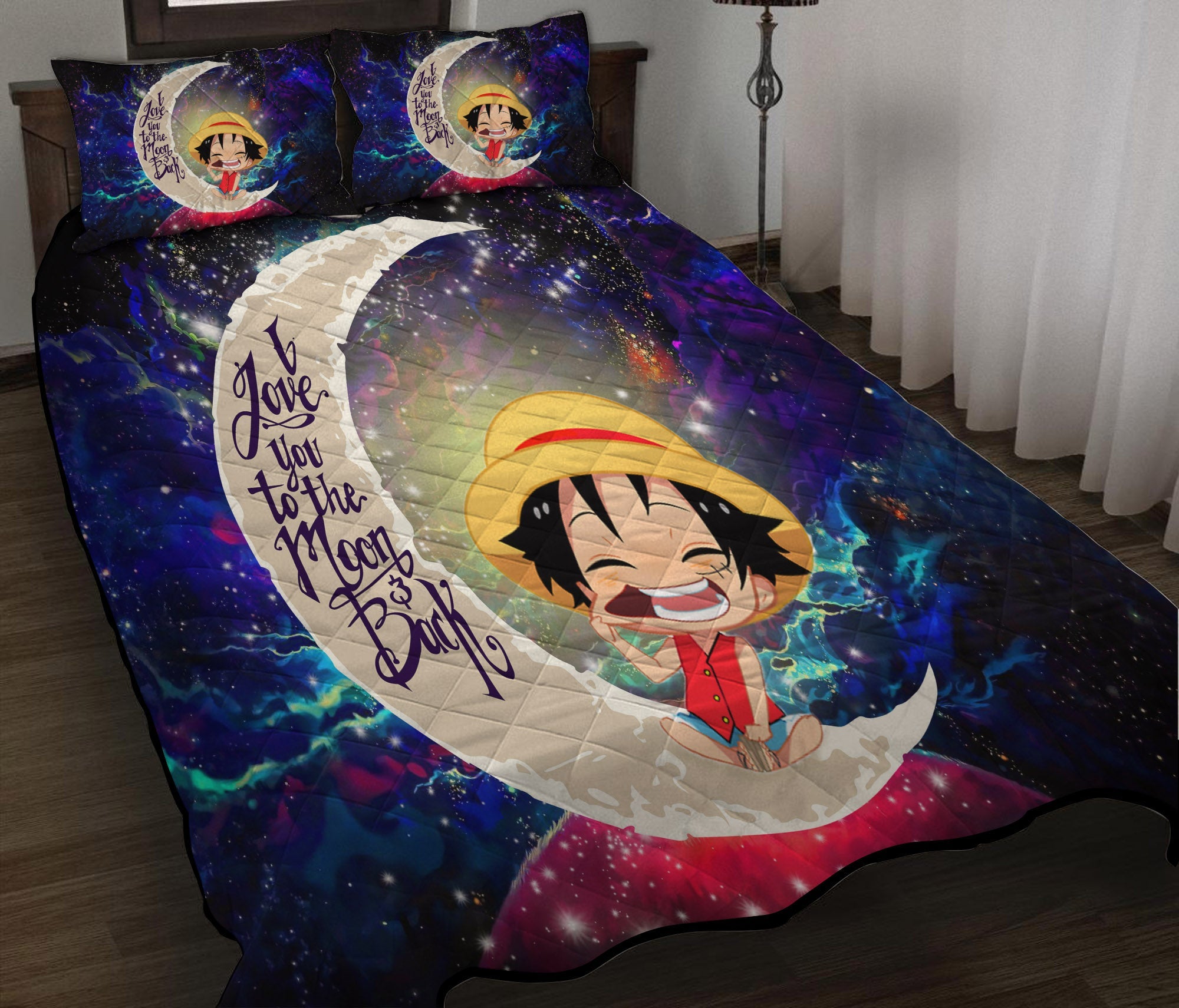 Luffy One Piece Love You To The Moon Galaxy Quilt Bed Sets Nearkii