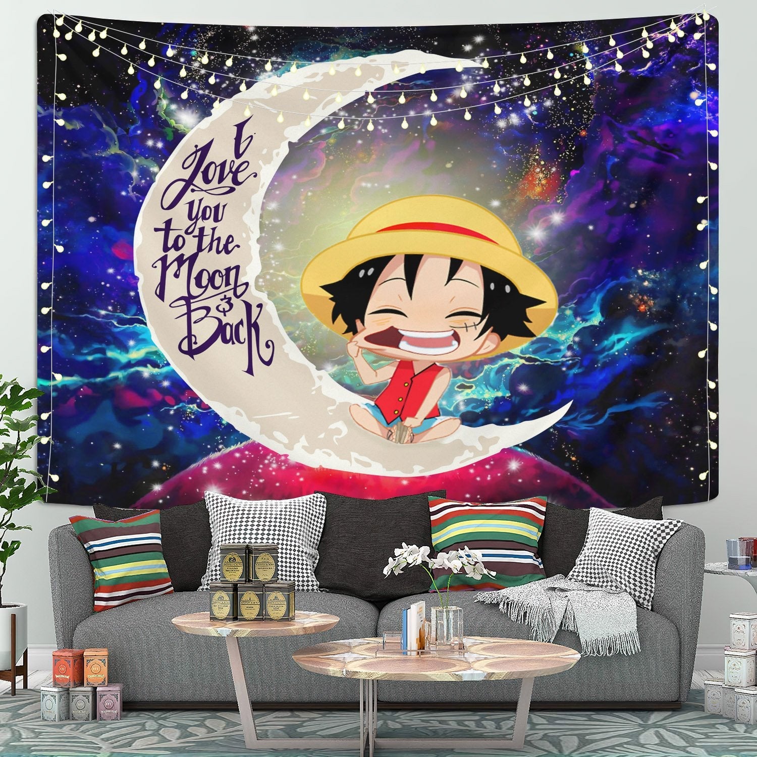 Luffy One Piece Moon And Back Galaxy Tapestry Room Decor Nearkii