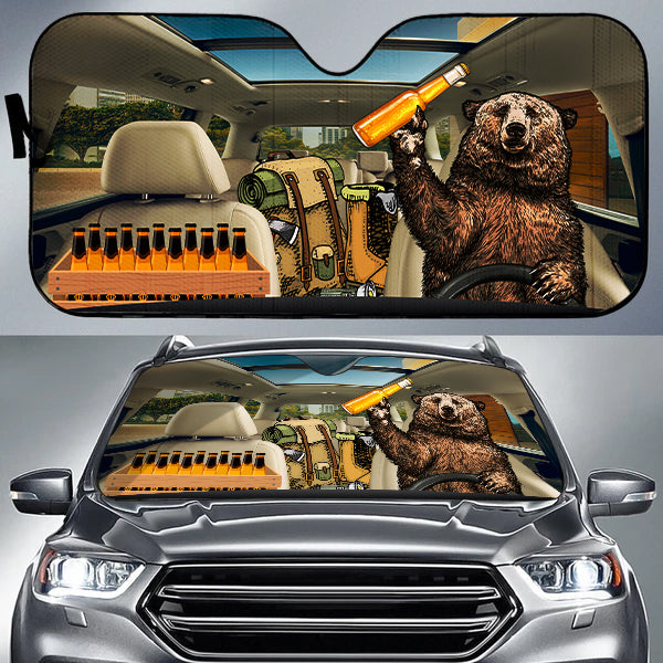 Beer Bear Camping Auto Sun Shades Windshield Accessories Decor Gift Nearkii