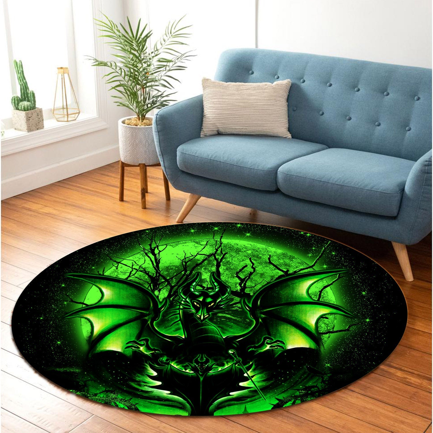 Maleficent Moonlight Round Carpet Rug Bedroom Livingroom Home Decor Nearkii