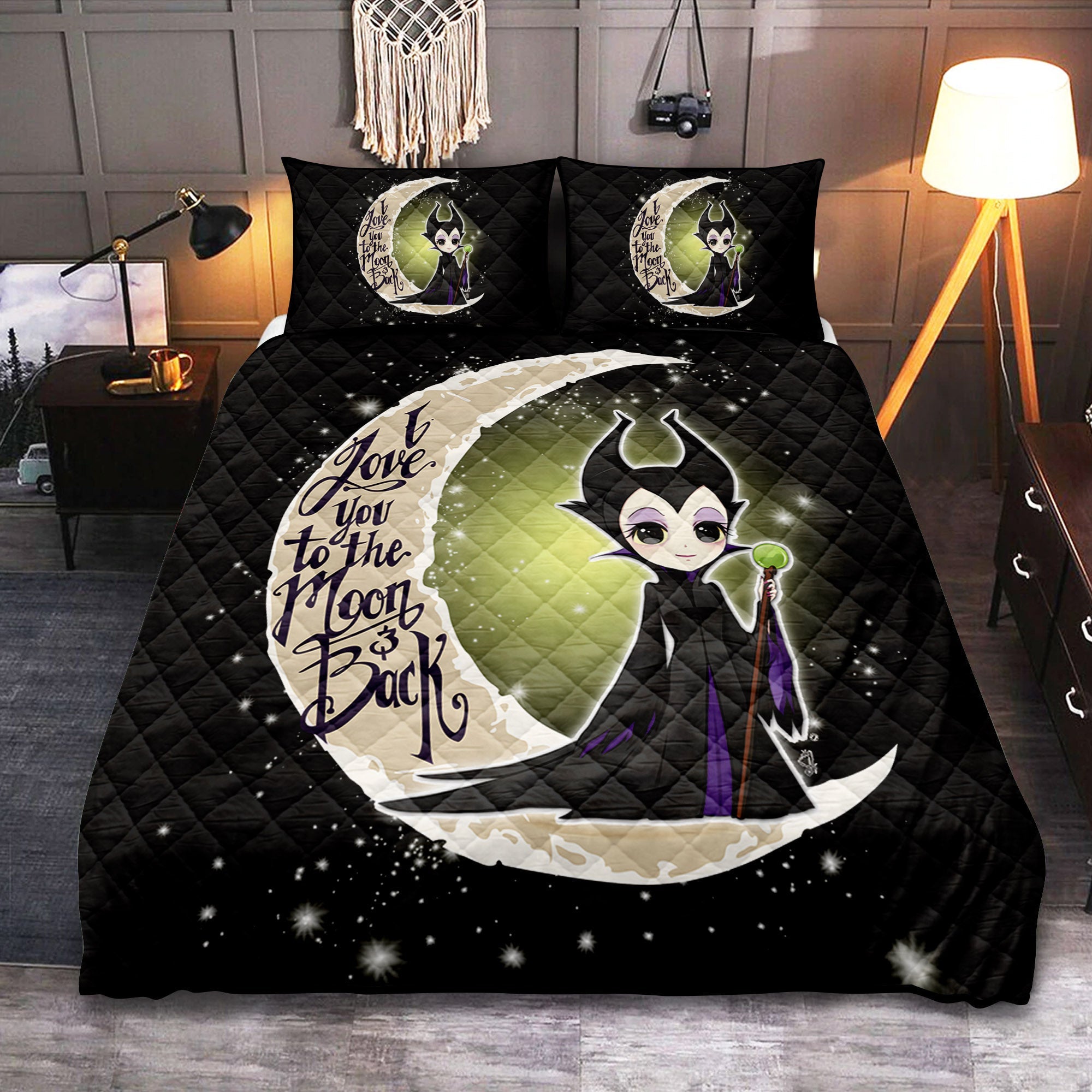 Maleficent To The Moon Quilt Bed Sets Nearkii