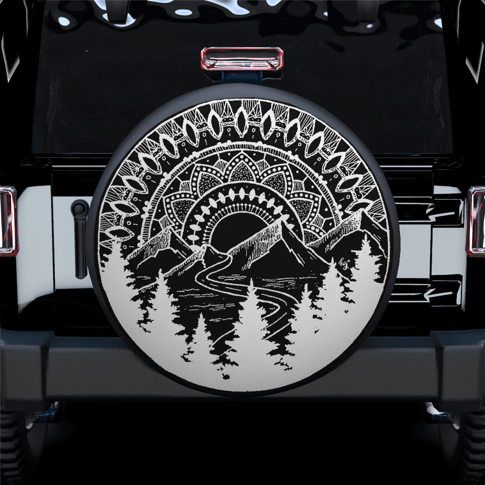 Mandala Mountain Holiday Car Spare Tire Cover Gift For Campers Nearkii