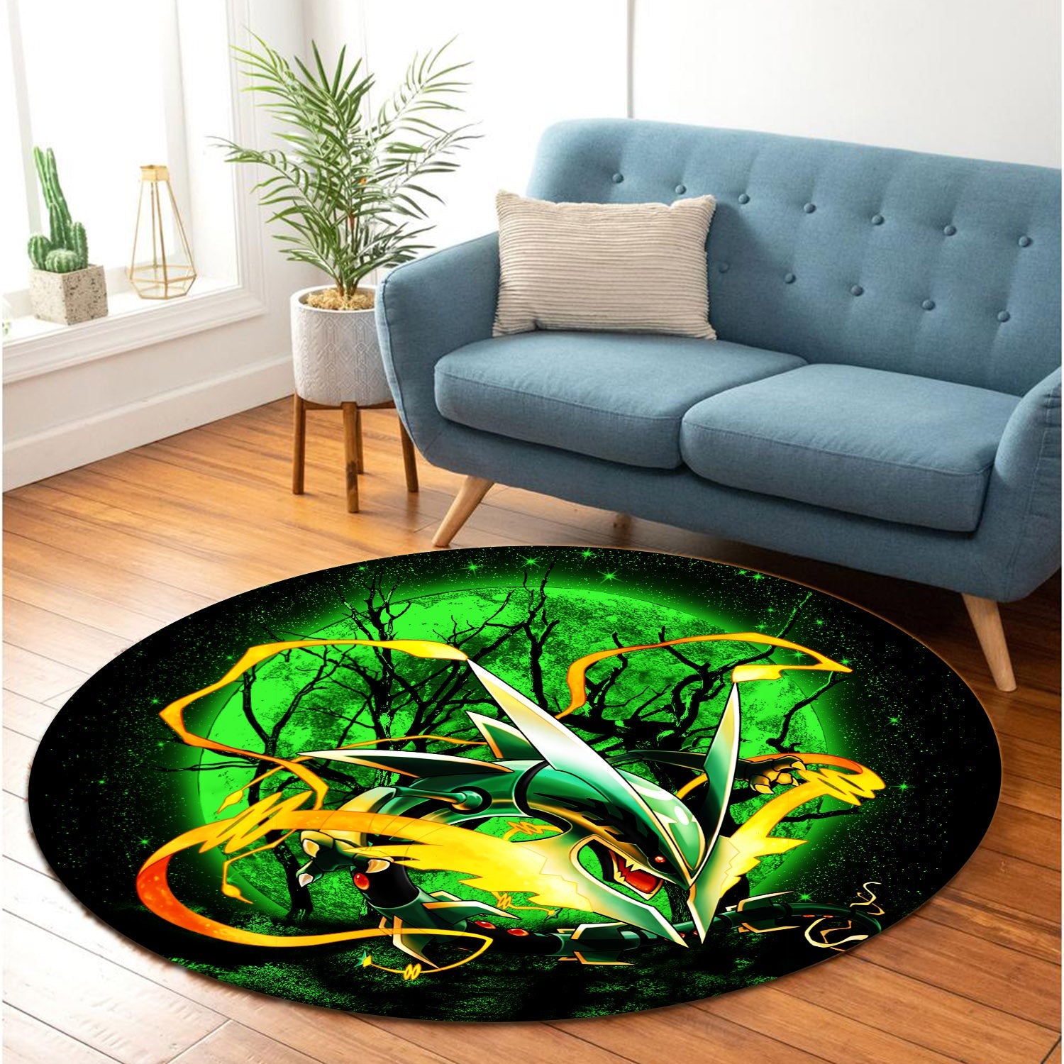 Mega X Rayquaza Moonlight Round Carpet Rug Bedroom Livingroom Home Decor Nearkii