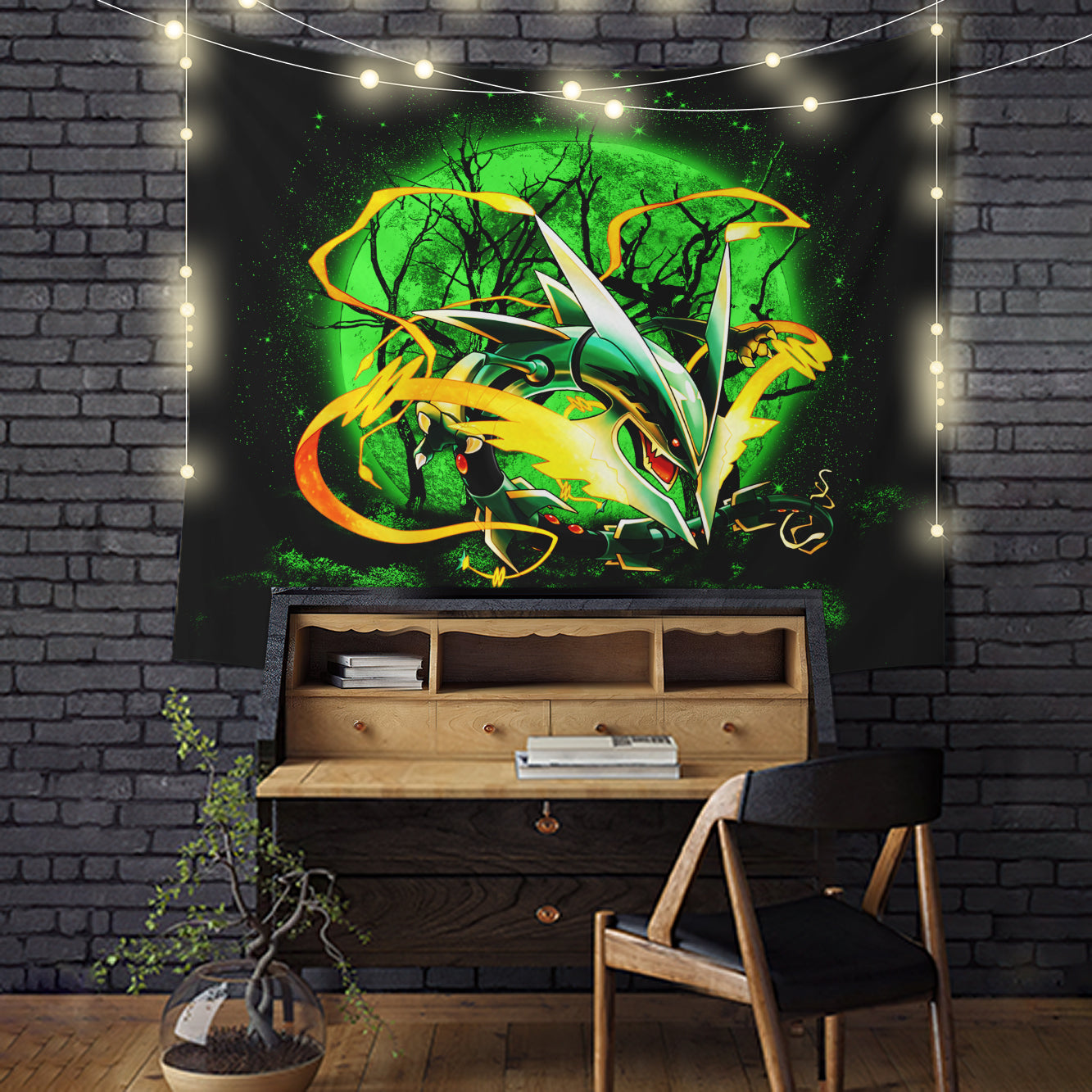 Mega X Rayquaza Pokemon Moonlight Tapestry Room Decor Nearkii