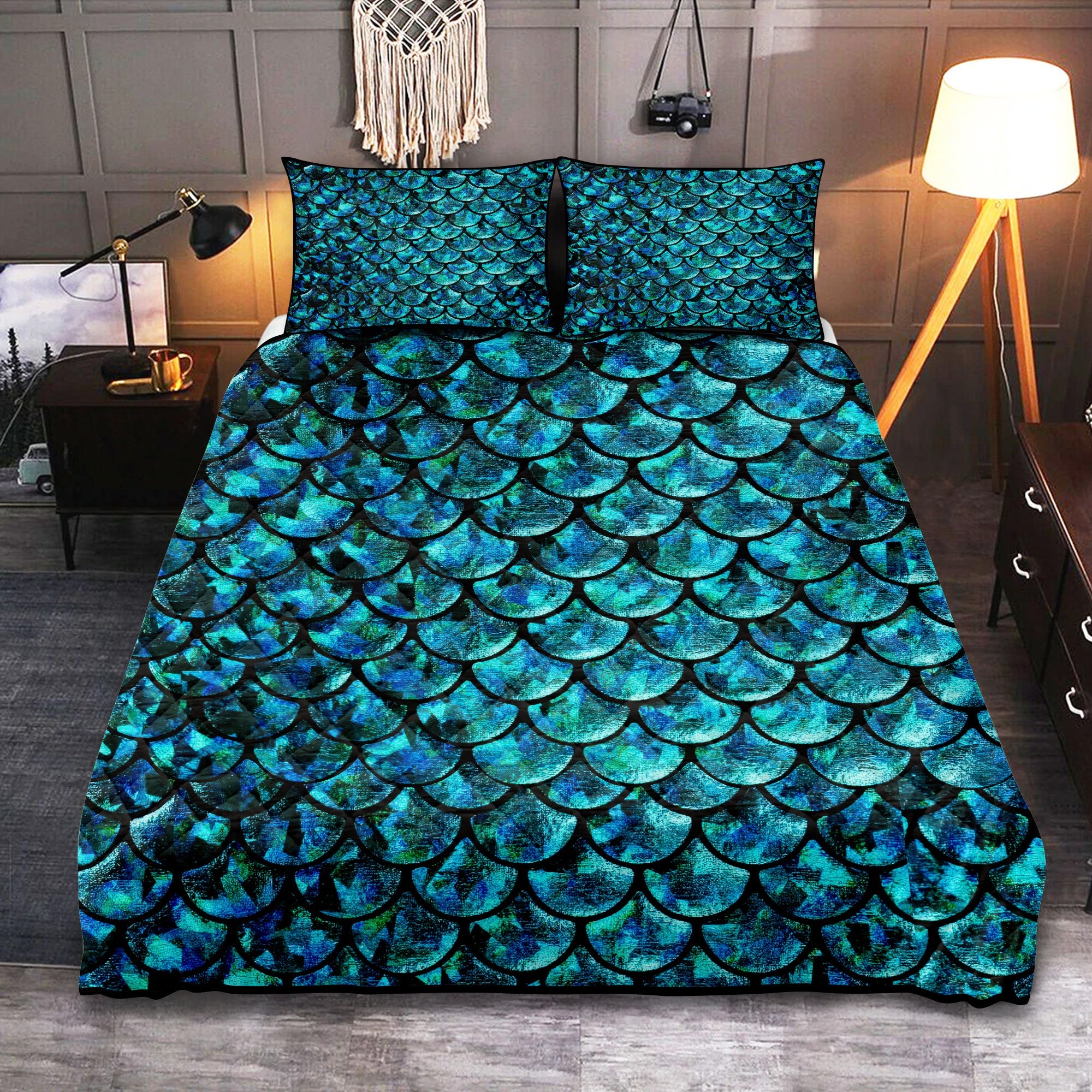 Mermaid Blue Quilt Bed Sets Nearkii