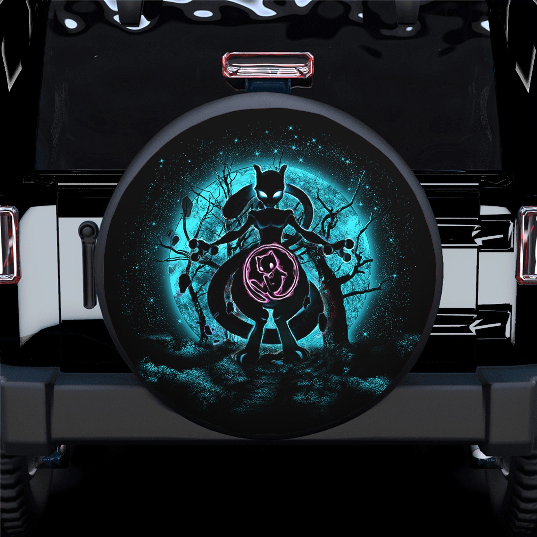 Mewtwo Pokemon Moonlight Spare Tire Cover Gift For Campers Nearkii