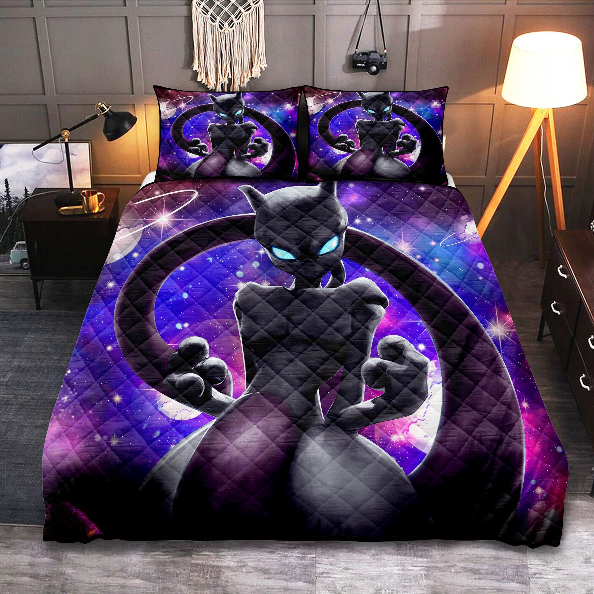 Mewtwo Galaxy Pokemon Quilt Bed Sets Nearkii