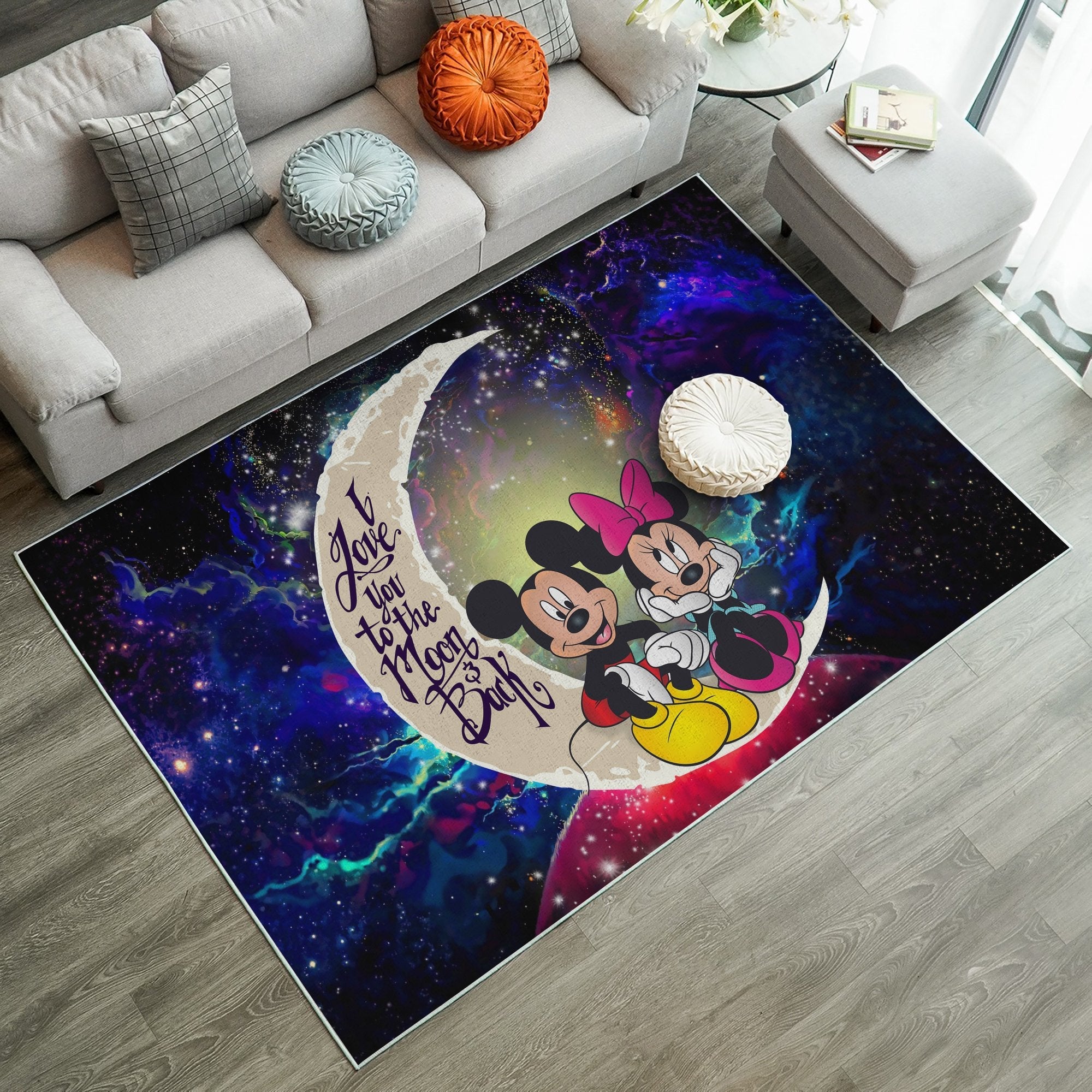 Mice Couple Love You To The Moon Galaxy Carpet Rug Home Room Decor Nearkii