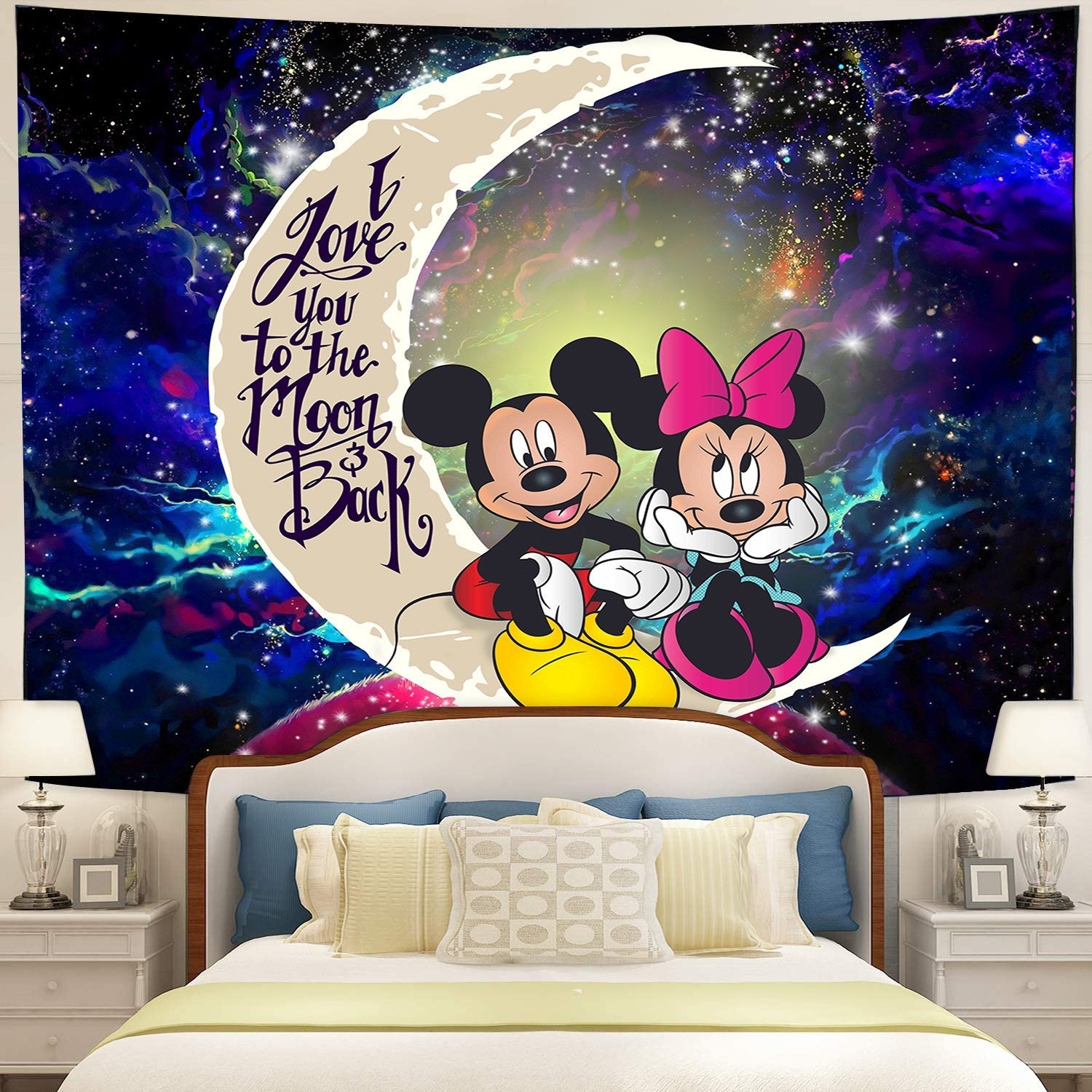 Mice Couple Moon And Back Galaxy Tapestry Room Decor Nearkii