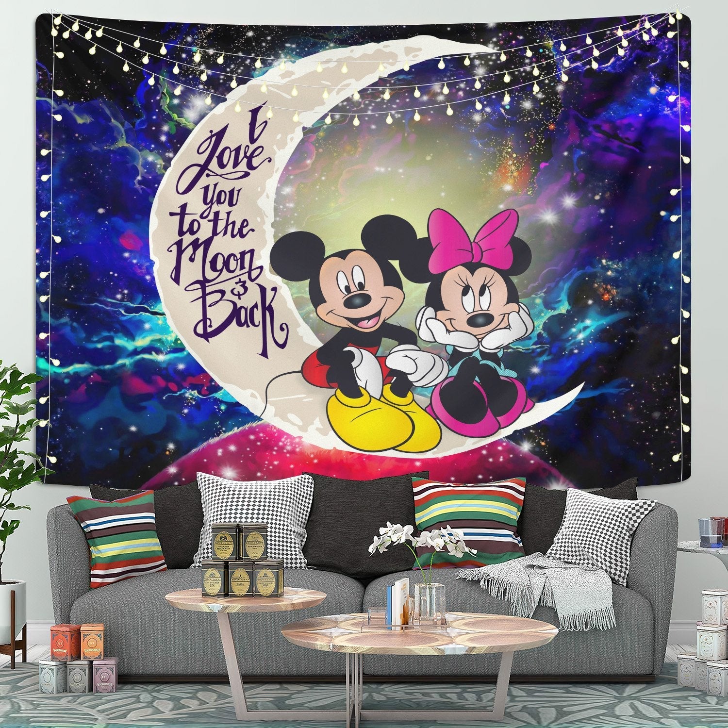 Mice Couple Moon And Back Galaxy Tapestry Room Decor Nearkii