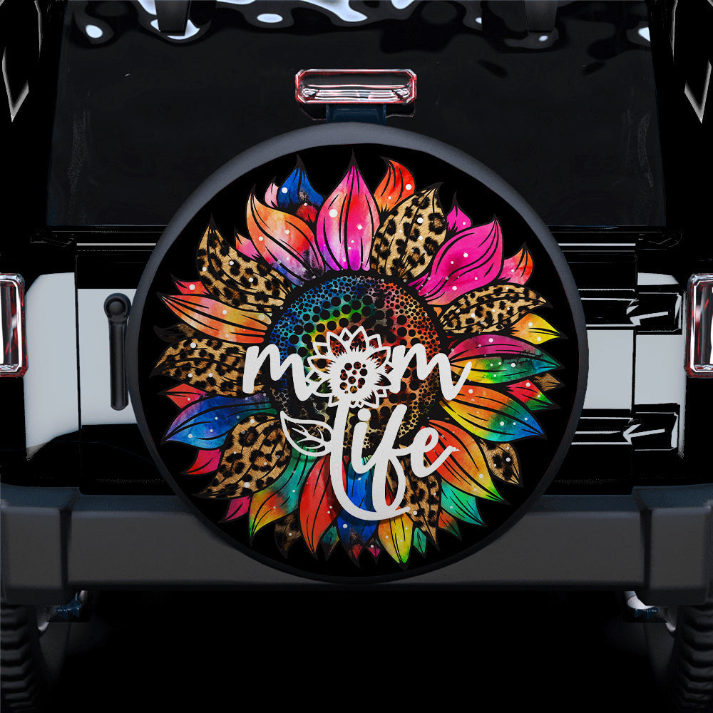 Mom Life Sunflower Colorful Leopard Jeep Car Spare Tire Covers Gift For Campers Nearkii