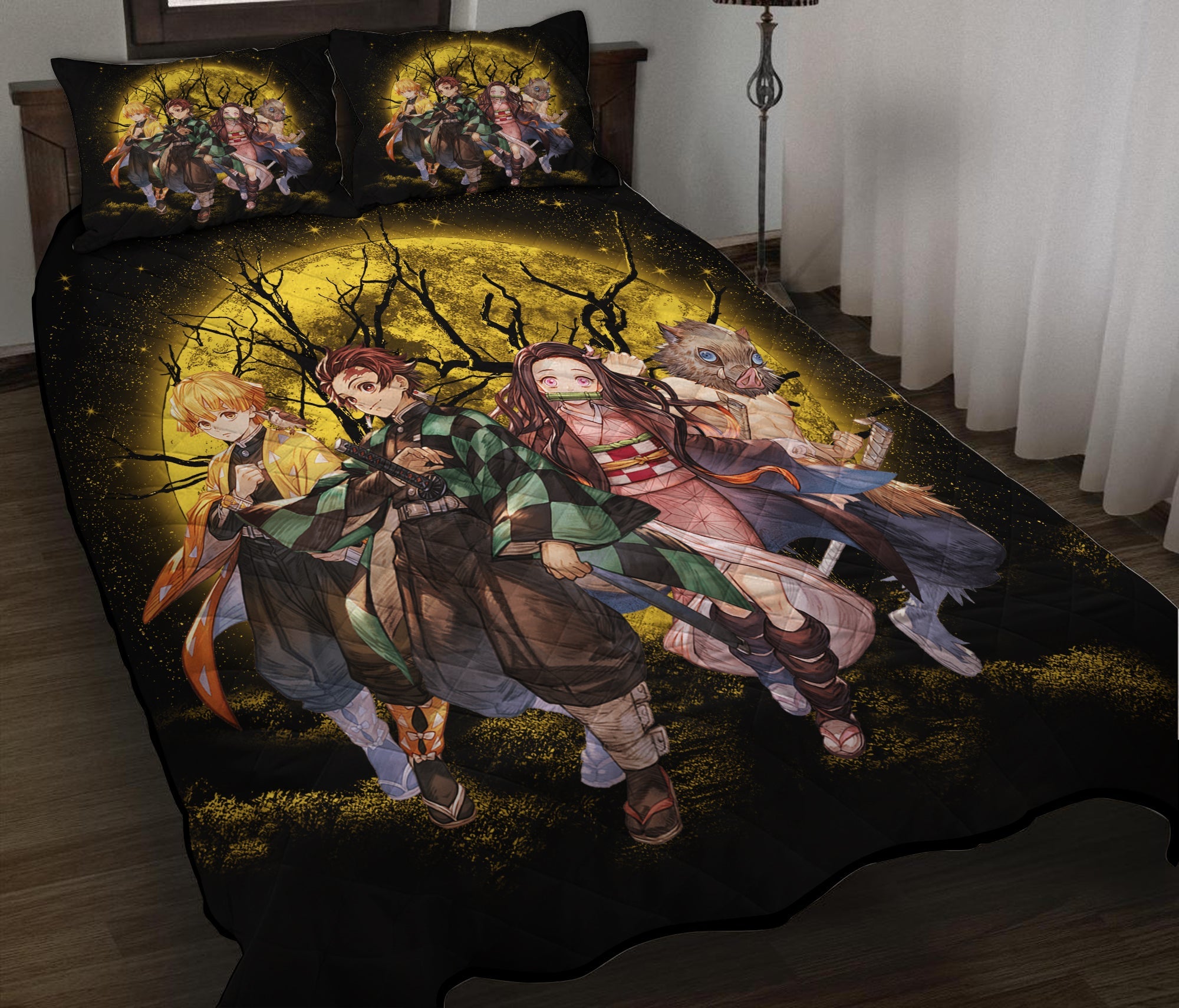 Moon Demonslayer Background Moonlight Quilt Bed Sets Nearkii