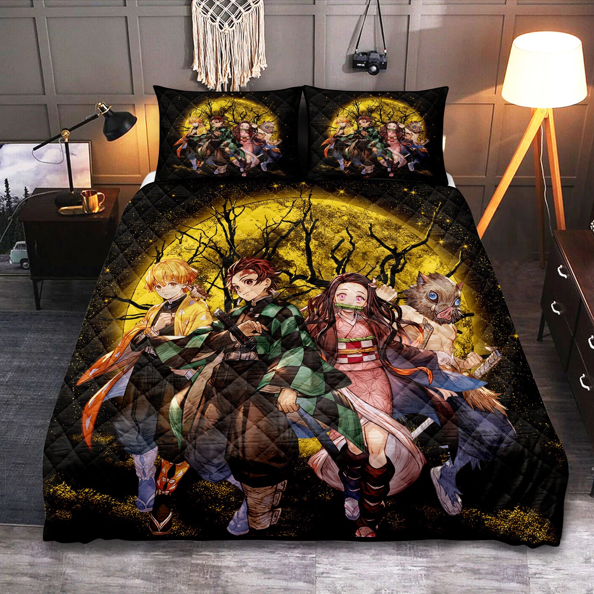 Moon Demonslayer Background Moonlight Quilt Bed Sets Nearkii