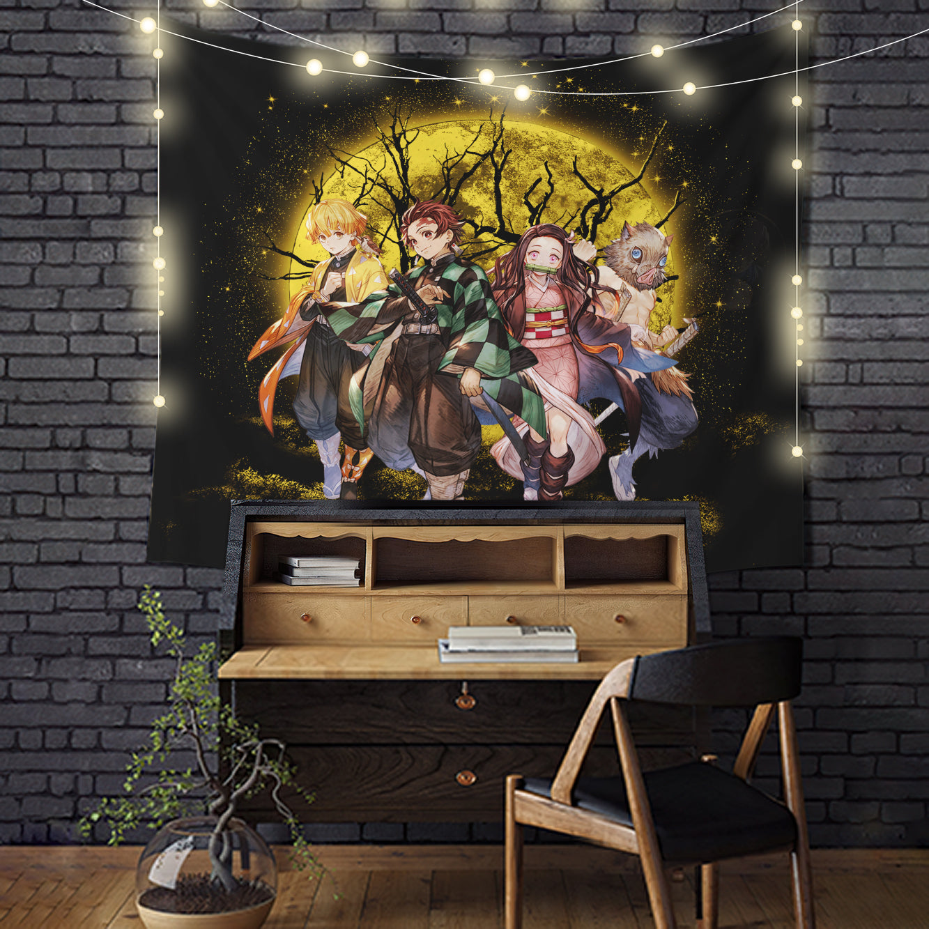 Moon Demon Slayer Moonlight Tapestry Room Decor Nearkii