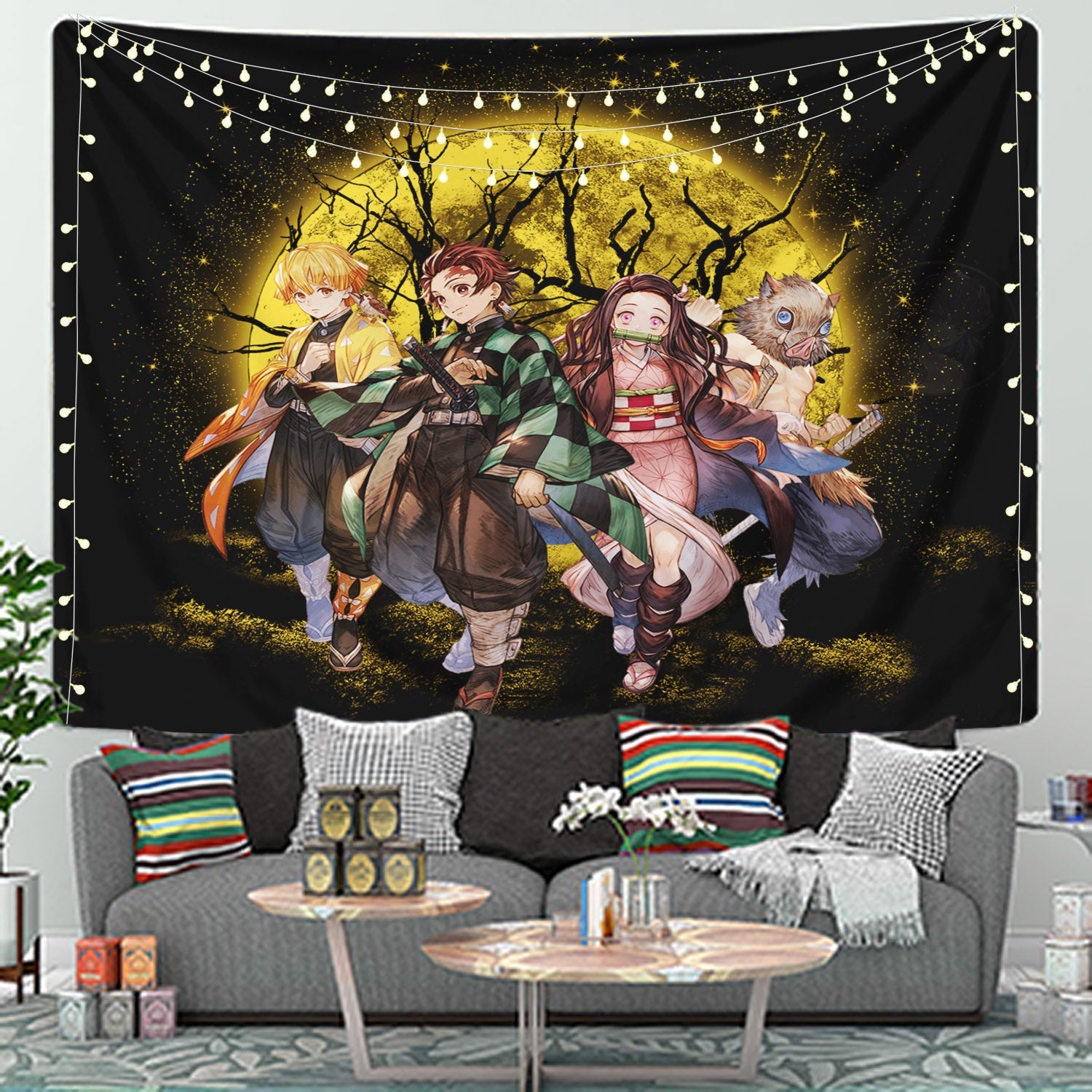 Moon Demon Slayer Moonlight Tapestry Room Decor Nearkii