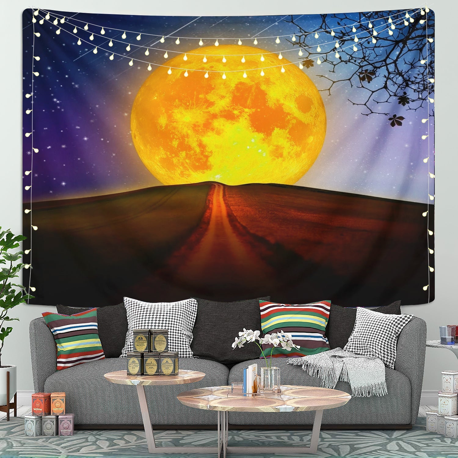 Moon At Night Tapestry Room Decor Nearkii