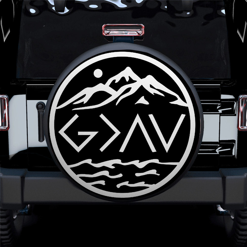 Mountain God is Greater Than The Highs And Lows Car Spare Tire Cover Gift For Campers Nearkii