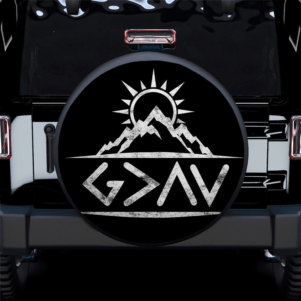 Mountain Site Sun God is Greater Than the Highs and Lows Car Spare Tire Cover Gift For Campers Nearkii