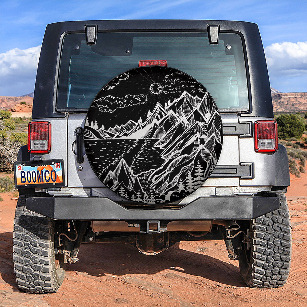 Mountain Site, Galaxy Night Sky Car Spare Tire Cover Gift For Campers Nearkii