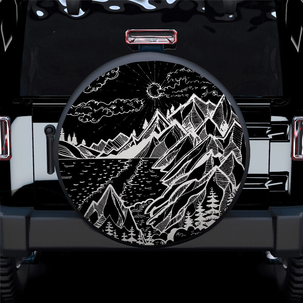 Mountain Site, Galaxy Night Sky Car Spare Tire Cover Gift For Campers Nearkii