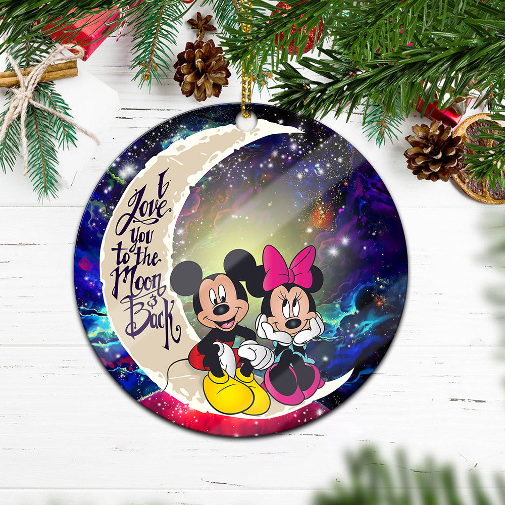 Mouse Couple Love You To The Moon Galaxy Mica Circle Ornament Perfect Gift For Holiday Nearkii