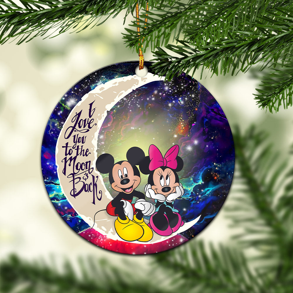 Mouse Couple Love You To The Moon Galaxy Mica Circle Ornament Perfect Gift For Holiday Nearkii