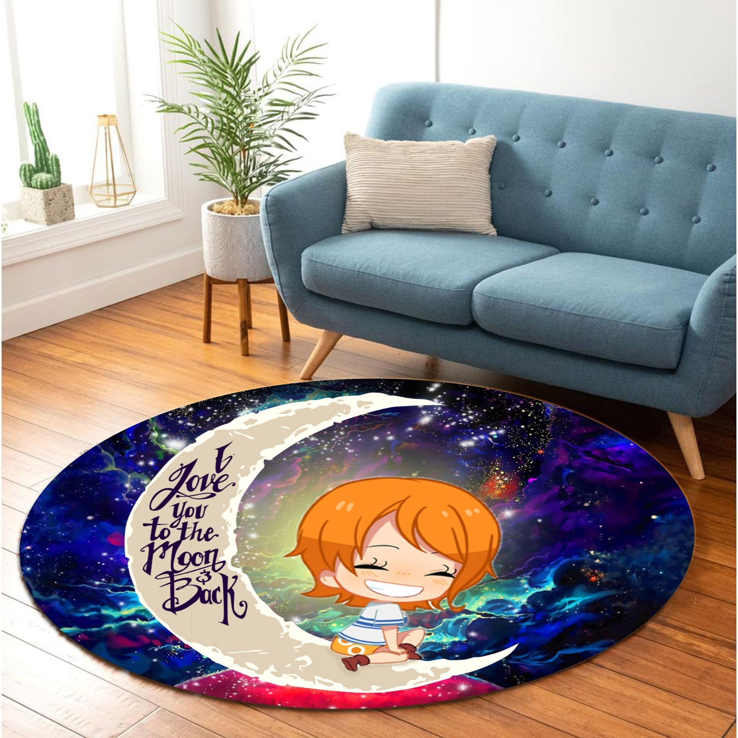 Nami One Piece Love You To The Moon Galaxy Round Carpet Rug Bedroom Livingroom Home Decor Nearkii