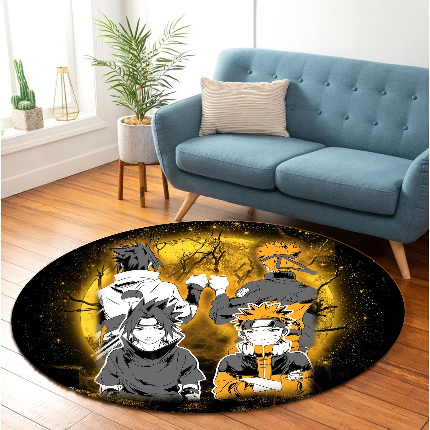 Naruto Sasuke Friends Moonlight Round Carpet Rug Bedroom Livingroom Home Decor Nearkii