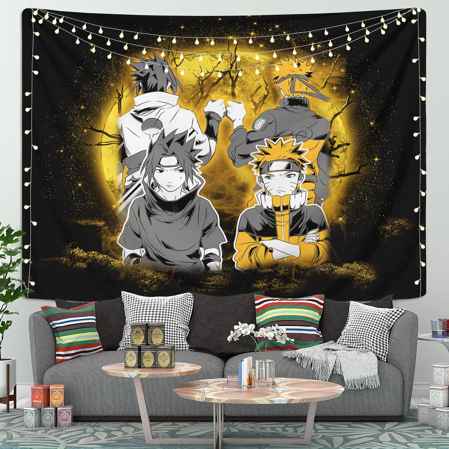 Naruto Sasuke Friends Moonlight Tapestry Room Decor Nearkii