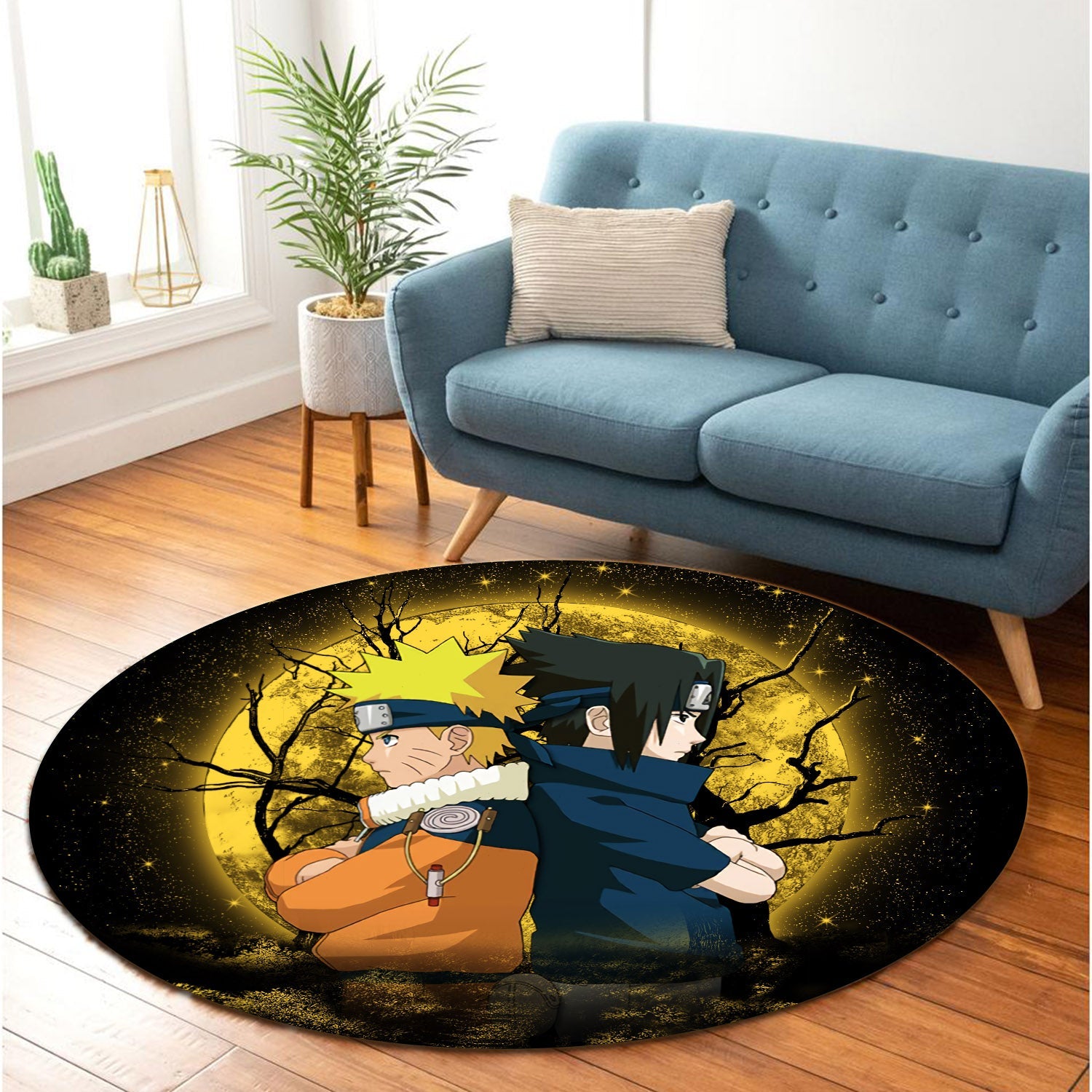 Naruto Sasuke Moonlight Moonlight Round Carpet Rug Bedroom Livingroom Home Decor Nearkii