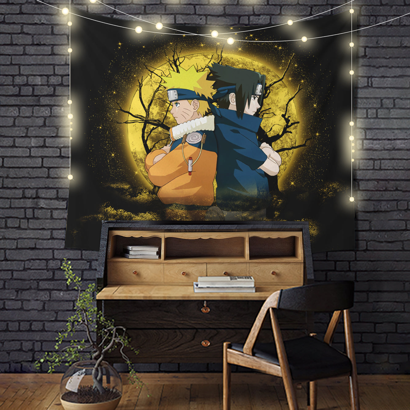 Naruto Sasuke Moonlight Tapestry Room Decor Nearkii